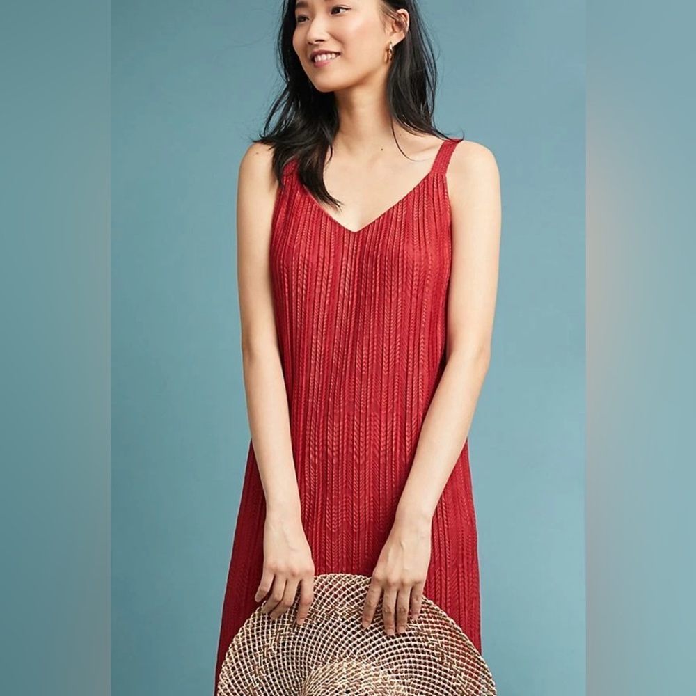 Anthropologie burnt orange shift dress
